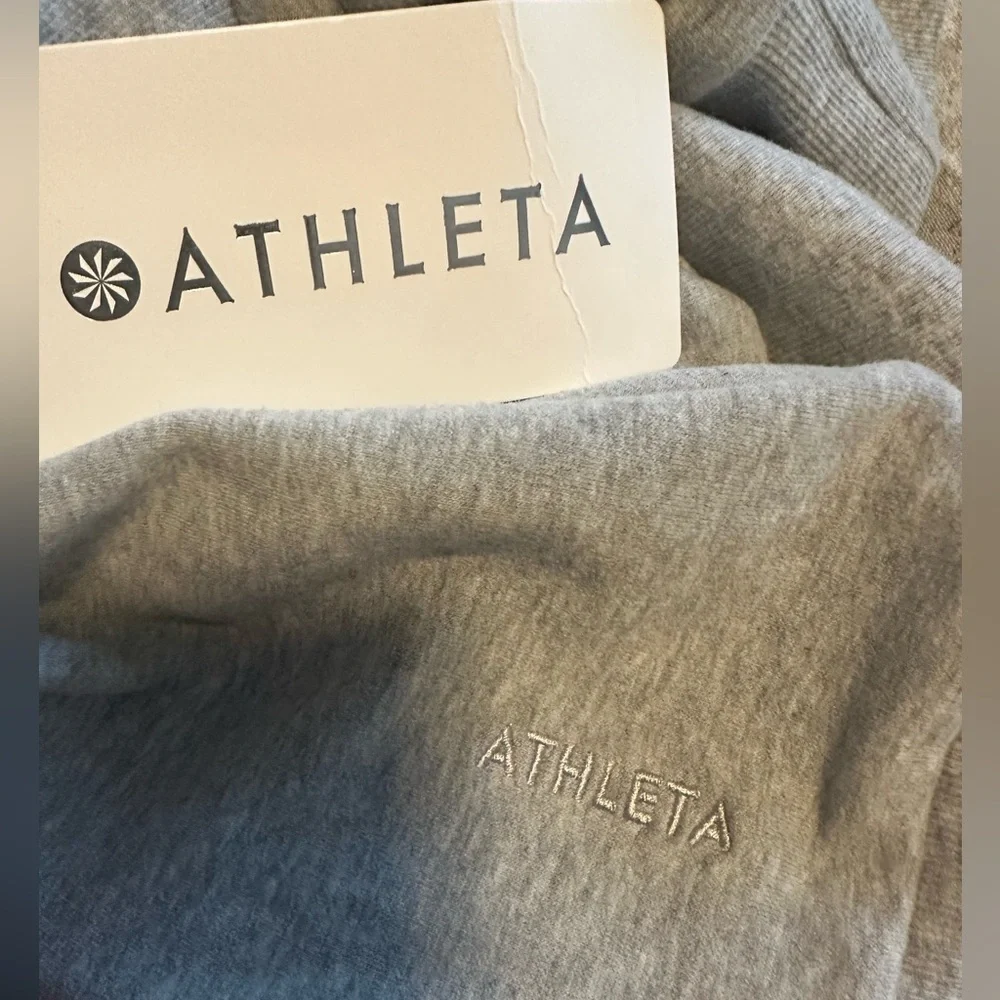 Athleta Easy Fleece 1/2 Zip Light Gray Hoodie Size Large NWT - Picture 6 of 6